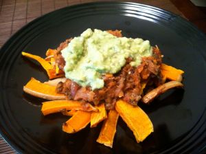 Chili "Fries" with Avocado Sauce