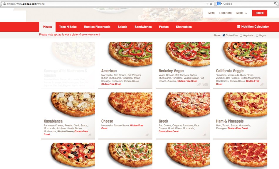 online menu