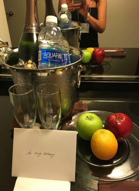 wine and fruit from hotel
